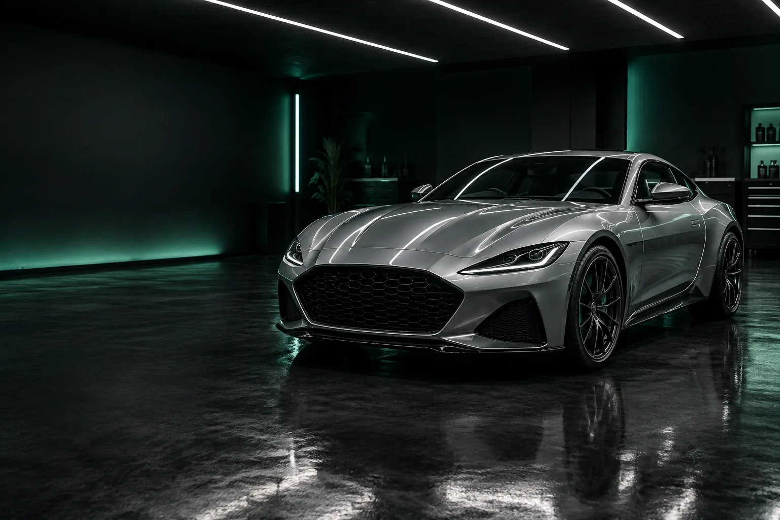 Fictief concept voor Luma Auto Studio: een auto in een detailingstudio